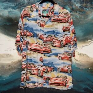 Reyn Spooner Vintage Red Corvettes Aloha Shirt